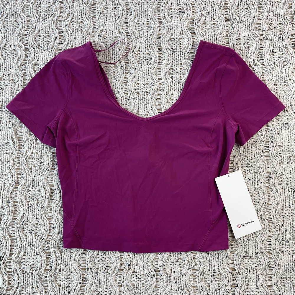 Lululemon Align Tee T-Shirt Womens 8 Purple Nylon Lycra Elastane Top Ladies NWT